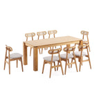 Manhattan Comfort Colbert and Rockaway Modern Industry Chic 9-Piece Dining Set in Natural