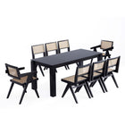 Manhattan Comfort Hamlet and Rockaway Modern Industry Chic 9-Piece Dining Set in Black and Natural