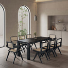 Manhattan Comfort Hamlet and Rockaway Modern Industry Chic 9-Piece Dining Set in Black and Natural