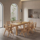 Manhattan Comfort Hamlet and Rockaway Modern Industry Chic 9-Piece Dining Set in Natural