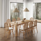 Manhattan Comfort Paragon and Rockaway Modern Industry Chic 9-Piece Dining Set in Oatmeal and Natural