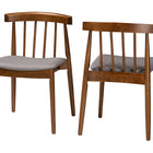 Baxton Studio Wyatt Mid-Century Modern Walnut Wood Dining Chair (Set of 2)