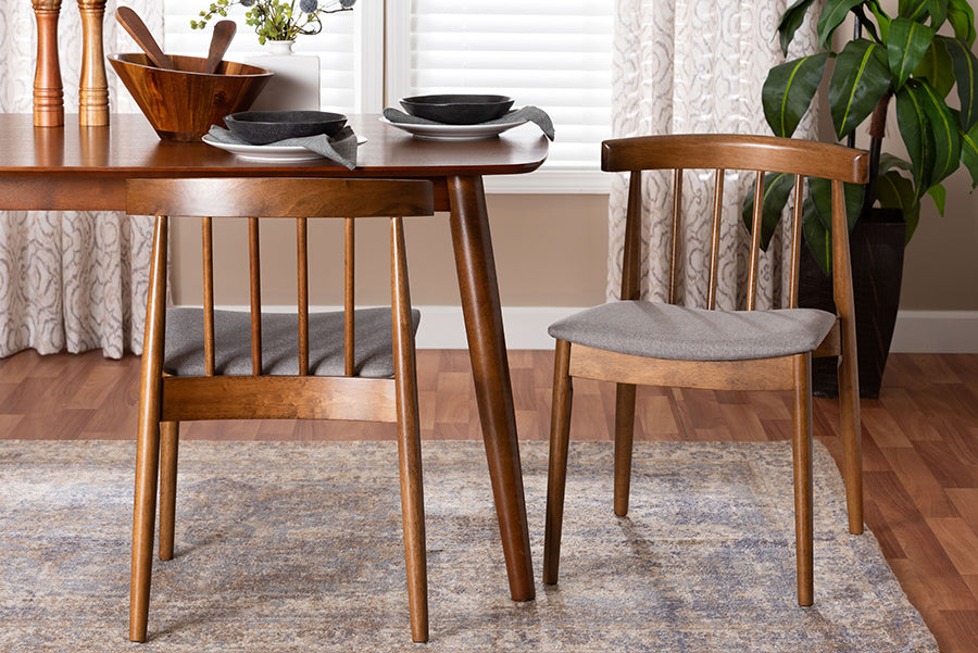Baxton Studio Wyatt Mid-Century Modern Walnut Wood Dining Chair (Set of 2)