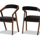 Baxton Studio Wendy Mid-Century Modern Black Fabric and Walnut Medium Brown Wood Finishing Dining Set