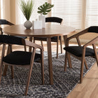 Baxton Studio Wendy Mid-Century Modern Black Fabric and Walnut Medium Brown Wood Finishing Dining Set