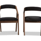Baxton Studio Wendy Mid-Century Modern Black Velvet and Walnut Medium Brown Wood Finishing Dining Chair (Set of 2)