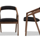 Baxton Studio Wendy Mid-Century Modern Black Velvet and Walnut Medium Brown Wood Finishing Dining Chair (Set of 2)