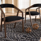 Baxton Studio Wendy Mid-Century Modern Black Velvet and Walnut Medium Brown Wood Finishing Dining Chair (Set of 2)