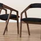 Baxton Studio Wendy Mid-Century Modern Black Velvet and Walnut Medium Brown Wood Finishing Dining Chair (Set of 2)