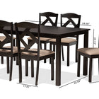 Baxton Studio Ruth Sand Fabric Upholstered and Dark Brown Finished Wood 7-Piece Dining Set