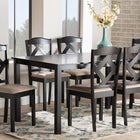 Baxton Studio Ruth Sand Fabric Upholstered and Dark Brown Finished Wood 7-Piece Dining Set