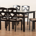 Baxton Studio Ruth Sand Fabric Upholstered and Dark Brown Finished Wood 7-Piece Dining Set