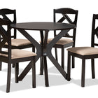 Baxton Studio Carlin Sand Fabric Upholstered and Dark Brown Finished Wood 5-Piece Dining Set