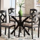 Baxton Studio Carlin Sand Fabric Upholstered and Dark Brown Finished Wood 5-Piece Dining Set