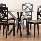 Baxton Studio Carlin Sand Fabric Upholstered and Dark Brown Finished Wood 5-Piece Dining Set