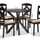 Baxton Studio Carlin Sand Fabric Upholstered and Dark Brown Finished Wood 5-Piece Dining Set