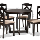Baxton Studio Morigan Sand Fabric Upholstered and Dark Brown Finished Wood 5-Piece Dining Set
