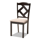 Baxton Studio Morigan Sand Fabric Upholstered and Dark Brown Finished Wood 5-Piece Dining Set