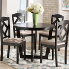 Baxton Studio Morigan Sand Fabric Upholstered and Dark Brown Finished Wood 5-Piece Dining Set
