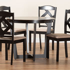 Baxton Studio Morigan Sand Fabric Upholstered and Dark Brown Finished Wood 5-Piece Dining Set