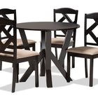 Baxton Studio Riona Sand Fabric Upholstered and Dark Brown Finished Wood 5-Piece Dining Set