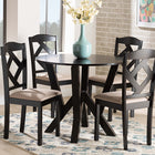Baxton Studio Riona Sand Fabric Upholstered and Dark Brown Finished Wood 5-Piece Dining Set