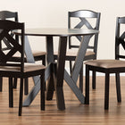 Baxton Studio Riona Sand Fabric Upholstered and Dark Brown Finished Wood 5-Piece Dining Set