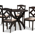 Baxton Studio Quinlan Modern and Contemporary Sand Fabric Upholstered and Dark Brown Finished Wood 5-Piece Dining Set