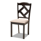Baxton Studio Quinlan Modern and Contemporary Sand Fabric Upholstered and Dark Brown Finished Wood 5-Piece Dining Set