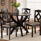 Baxton Studio Quinlan Modern and Contemporary Sand Fabric Upholstered and Dark Brown Finished Wood 5-Piece Dining Set