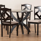 Baxton Studio Quinlan Modern and Contemporary Sand Fabric Upholstered and Dark Brown Finished Wood 5-Piece Dining Set