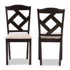 Baxton Studio Ruth Modern and Contemporary Beige Fabric Upholstered and Dark Brown Finished Dining Chair (Set of 2)