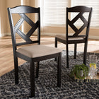 Baxton Studio Ruth Modern and Contemporary Beige Fabric Upholstered and Dark Brown Finished Dining Chair (Set of 2)