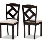 Baxton Studio Ruth Modern and Contemporary Beige Fabric Upholstered and Dark Brown Finished 5-Piece Dining Set