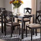 Baxton Studio Ruth Modern and Contemporary Beige Fabric Upholstered and Dark Brown Finished 5-Piece Dining Set