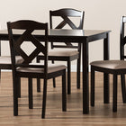 Baxton Studio Ruth Modern and Contemporary Beige Fabric Upholstered and Dark Brown Finished 5-Piece Dining Set