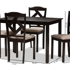 Baxton Studio Ruth Modern and Contemporary Beige Fabric Upholstered and Dark Brown Finished 5-Piece Dining Set