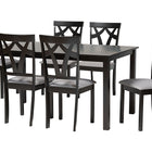 Baxton Studio Sylvia Modern Grey Fabric and Dark Brown Finished Wood 7-Piece Dining Set