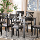 Baxton Studio Sylvia Modern Grey Fabric and Dark Brown Finished Wood 7-Piece Dining Set