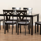 Baxton Studio Sylvia Modern Grey Fabric and Dark Brown Finished Wood 7-Piece Dining Set