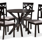 Baxton Studio Luise Modern and Contemporary Grey Fabric Upholstered and Dark Brown Finished Wood 5-Piece Dining Set