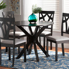Baxton Studio Luise Modern and Contemporary Grey Fabric Upholstered and Dark Brown Finished Wood 5-Piece Dining Set