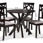 Baxton Studio Luise Modern and Contemporary Grey Fabric Upholstered and Dark Brown Finished Wood 5-Piece Dining Set