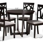 Baxton Studio Telma Modern and Contemporary Grey Fabric Upholstered and Dark Brown Finished Wood 5-Piece Dining Set