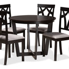 Baxton Studio Telma Modern and Contemporary Grey Fabric Upholstered and Dark Brown Finished Wood 5-Piece Dining Set