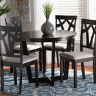 Baxton Studio Telma Modern and Contemporary Grey Fabric Upholstered and Dark Brown Finished Wood 5-Piece Dining Set