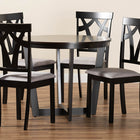 Baxton Studio Telma Modern and Contemporary Grey Fabric Upholstered and Dark Brown Finished Wood 5-Piece Dining Set