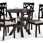 Baxton Studio Branca Modern and Contemporary Grey Fabric Upholstered and Dark Brown Finished Wood 5-Piece Dining Set