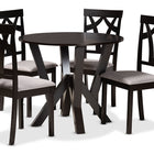 Baxton Studio Branca Modern and Contemporary Grey Fabric Upholstered and Dark Brown Finished Wood 5-Piece Dining Set