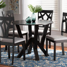 Baxton Studio Branca Modern and Contemporary Grey Fabric Upholstered and Dark Brown Finished Wood 5-Piece Dining Set